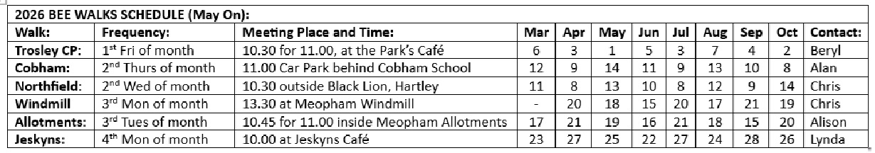 2026 Bee Walks Schedule 3